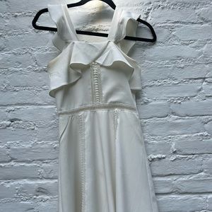 Detailed white aqua flowy dress